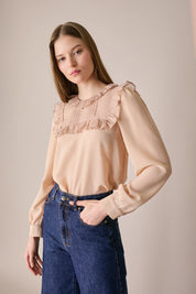 Ruffled silk organza blouse