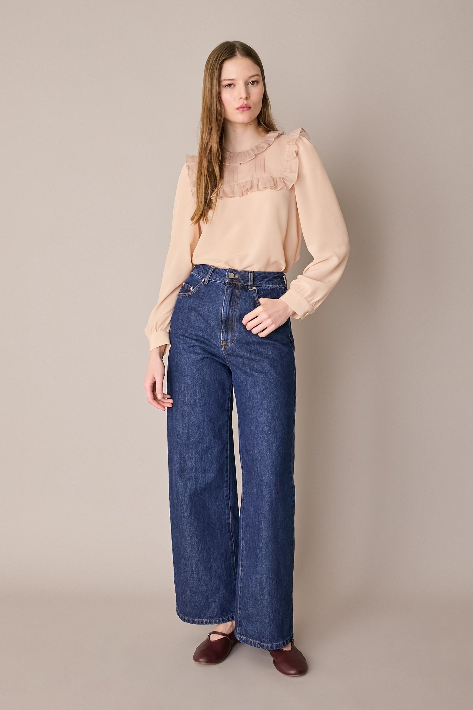 Ruffled silk organza blouse