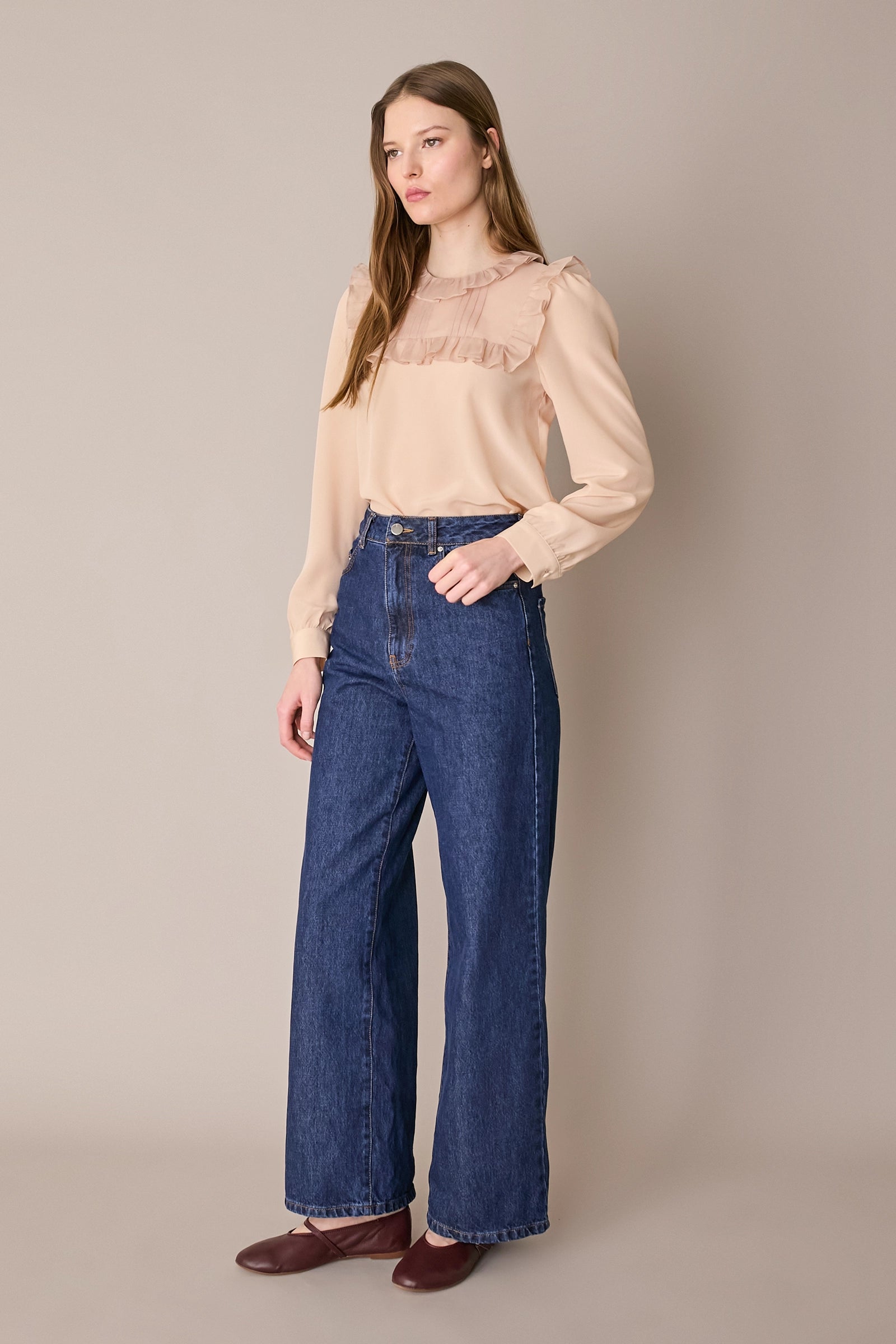 Ruffled silk organza blouse