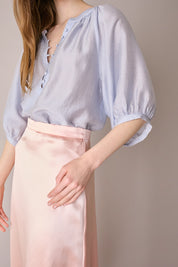 Striped silk-blend top