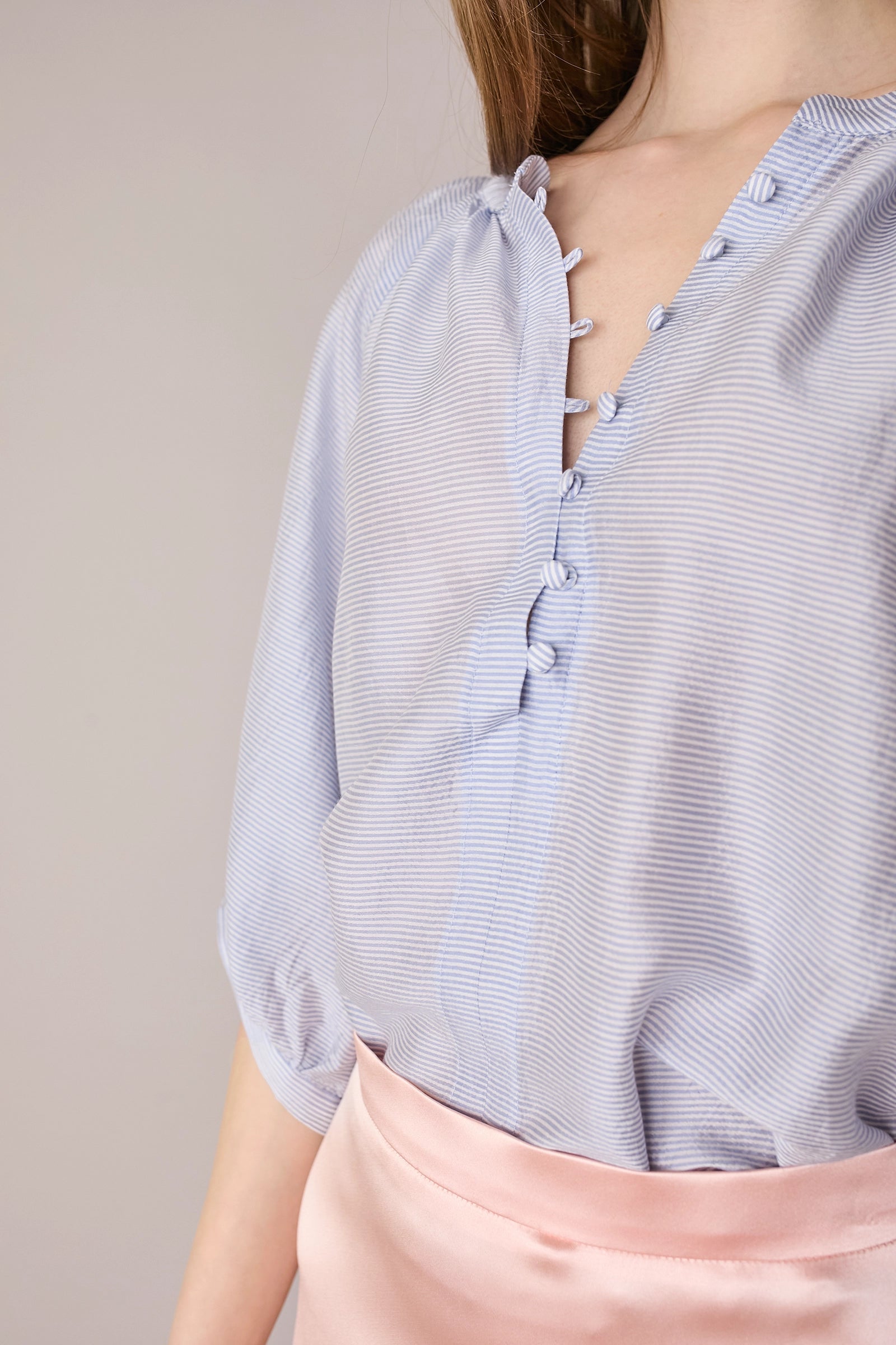 Striped silk-blend top