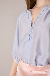 Striped silk-blend top