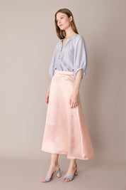 Striped silk-blend top