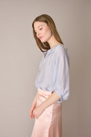 Striped silk-blend top