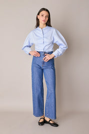 Camicia in cotone con maniche scultoree