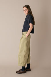 Camicia boxy in cotone con colletto stondato