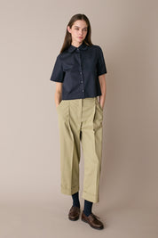 Camicia boxy in cotone con colletto stondato