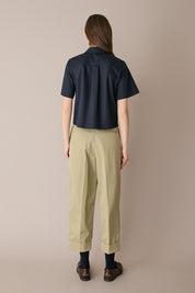 Camicia boxy in cotone con colletto stondato