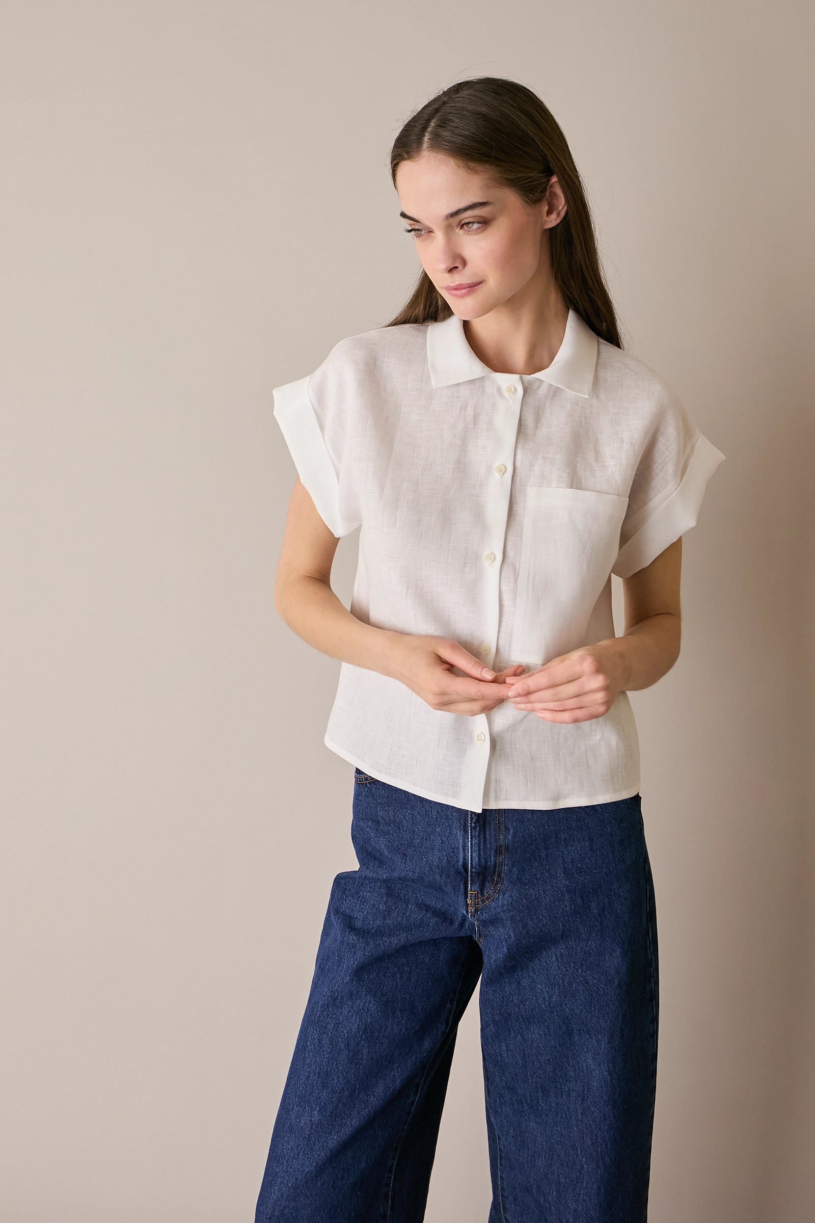 Camicia in lino con taschino