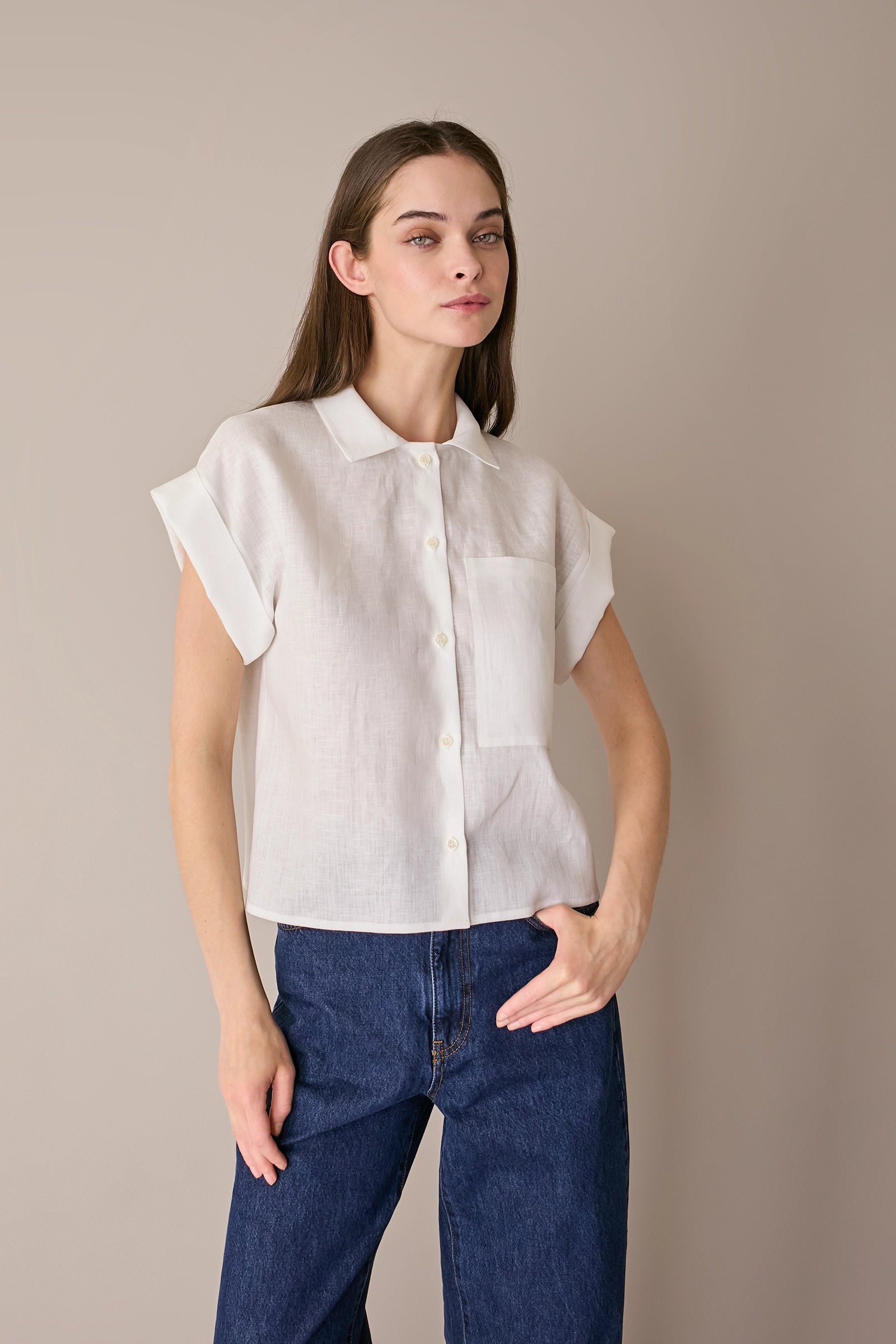 Camicia in lino con taschino
