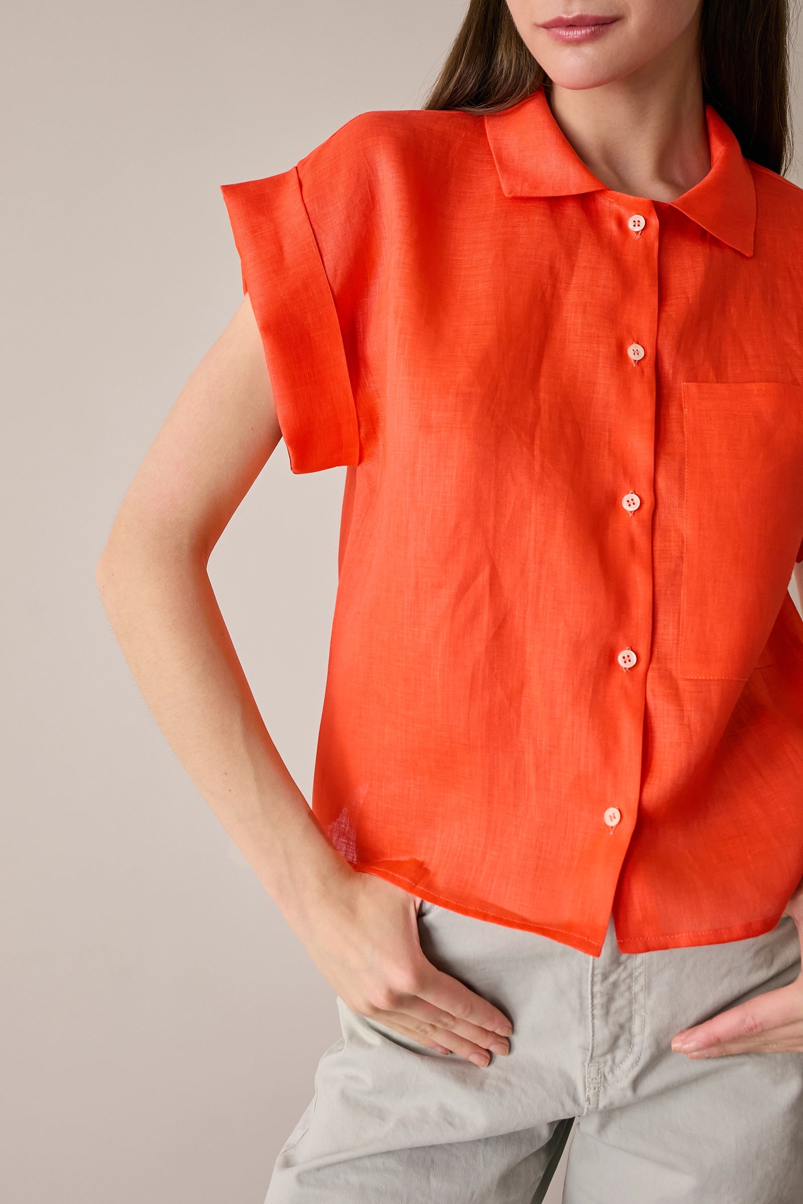 Camicia in lino con taschino