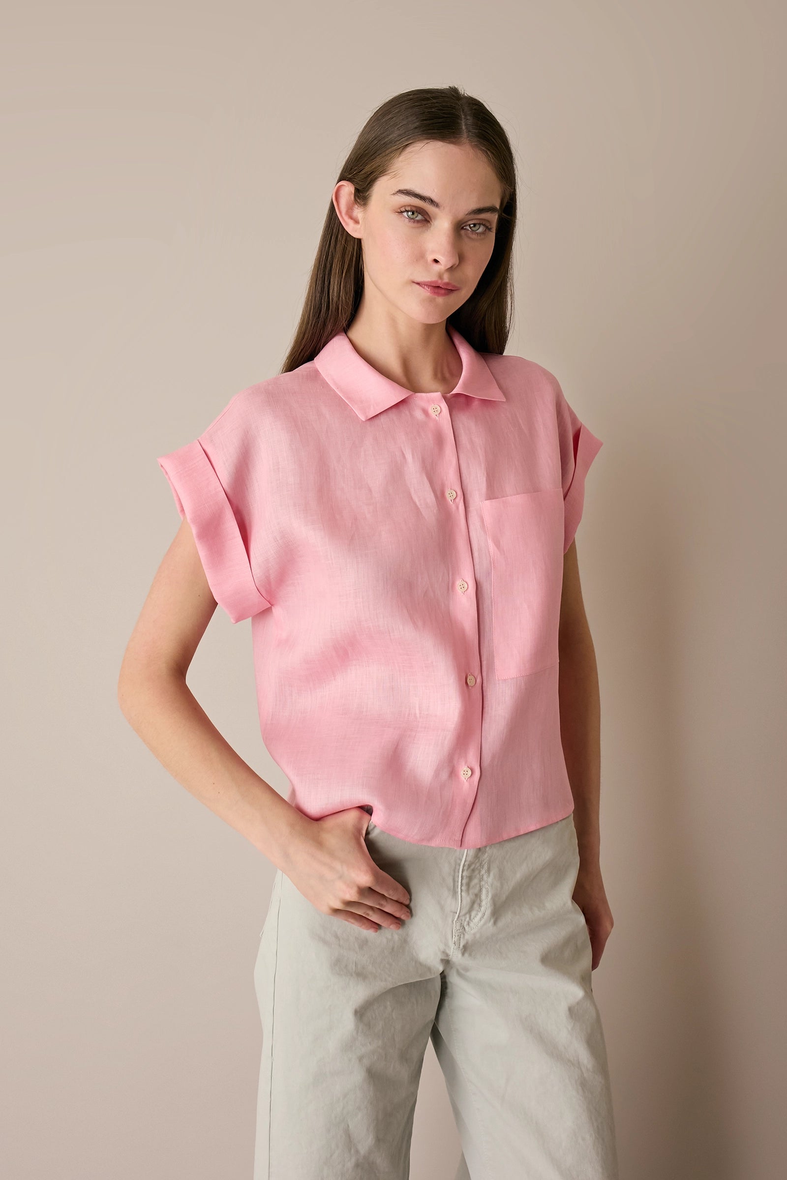 Camicia in lino con taschino