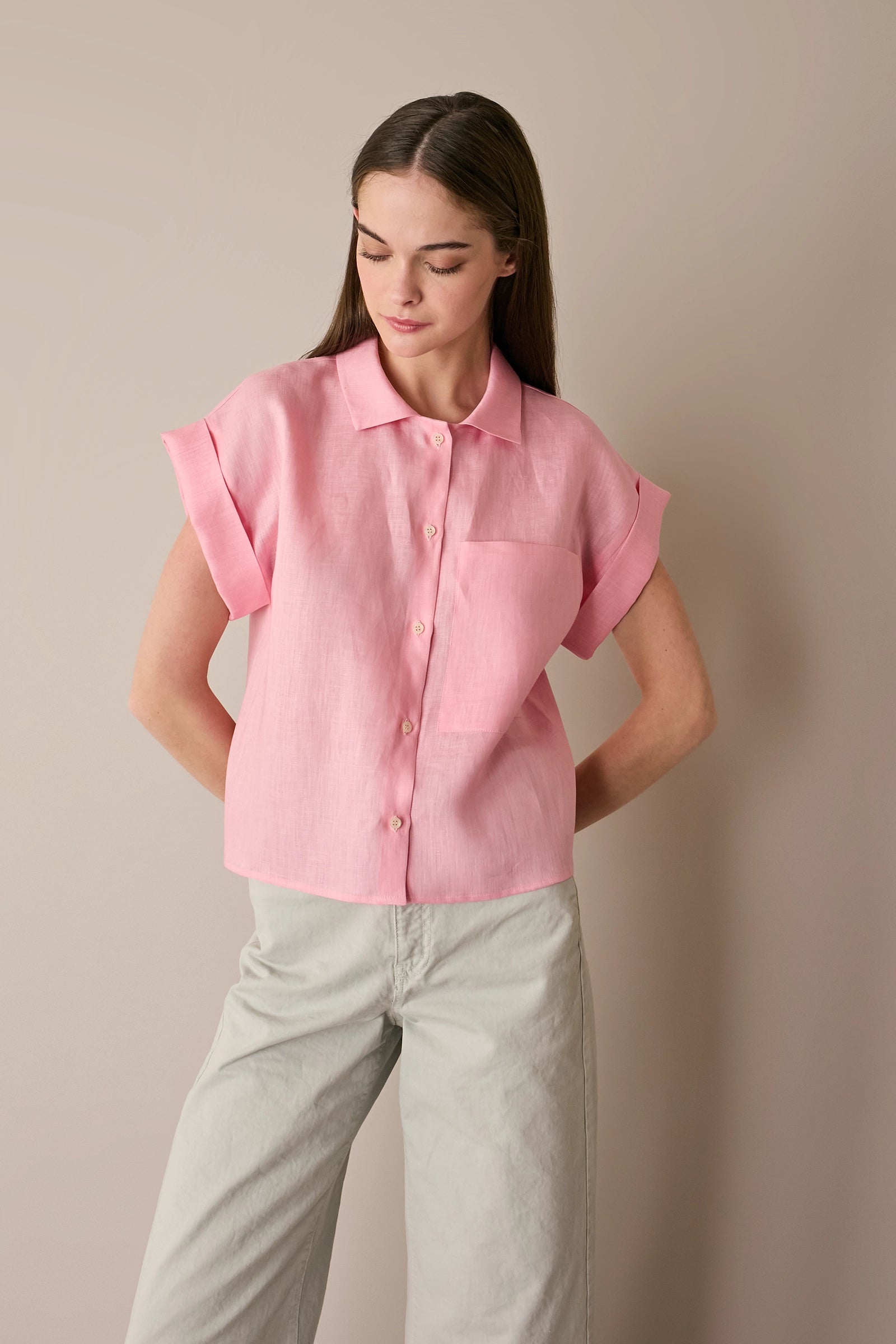 Camicia in lino con taschino