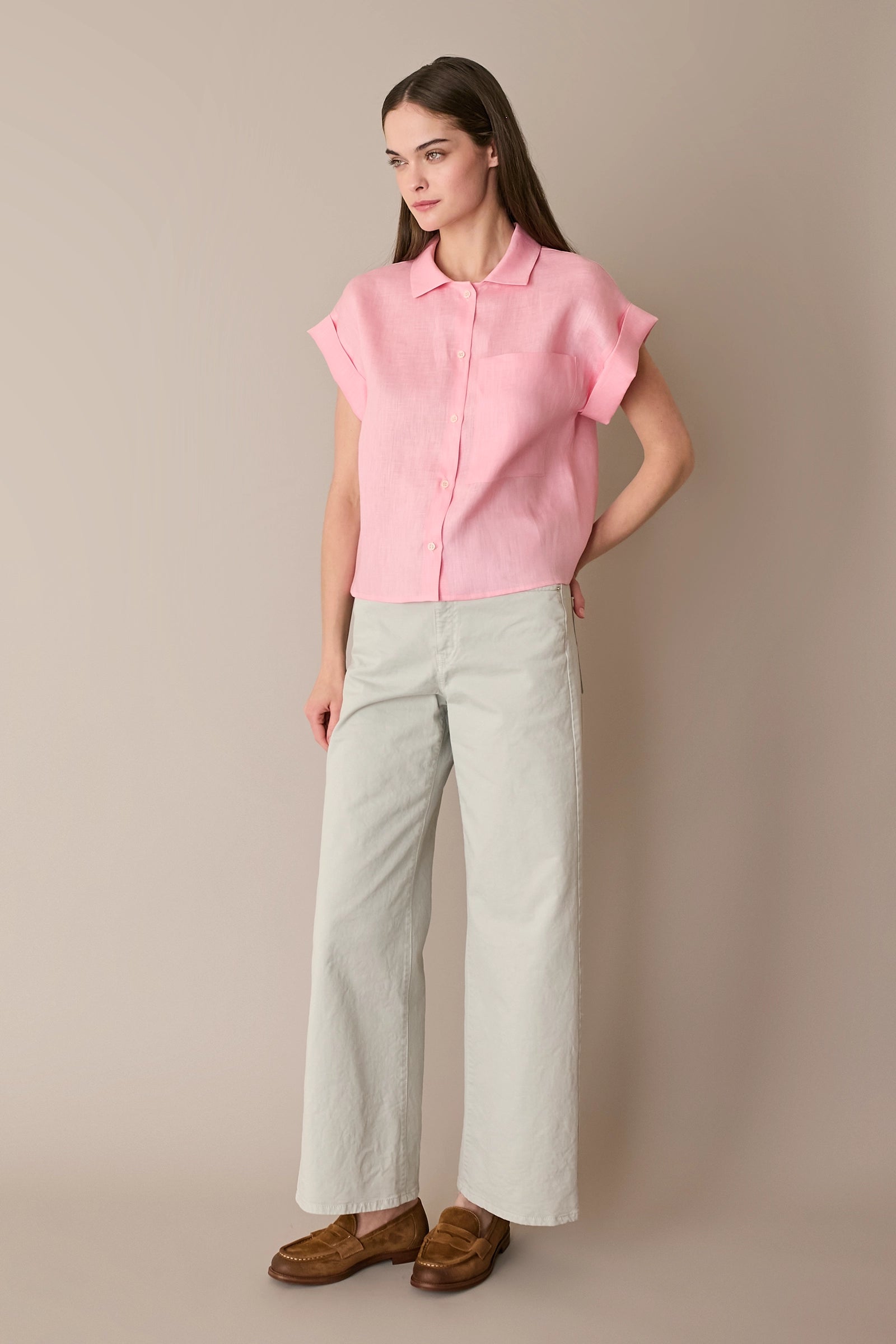 Camicia in lino con taschino