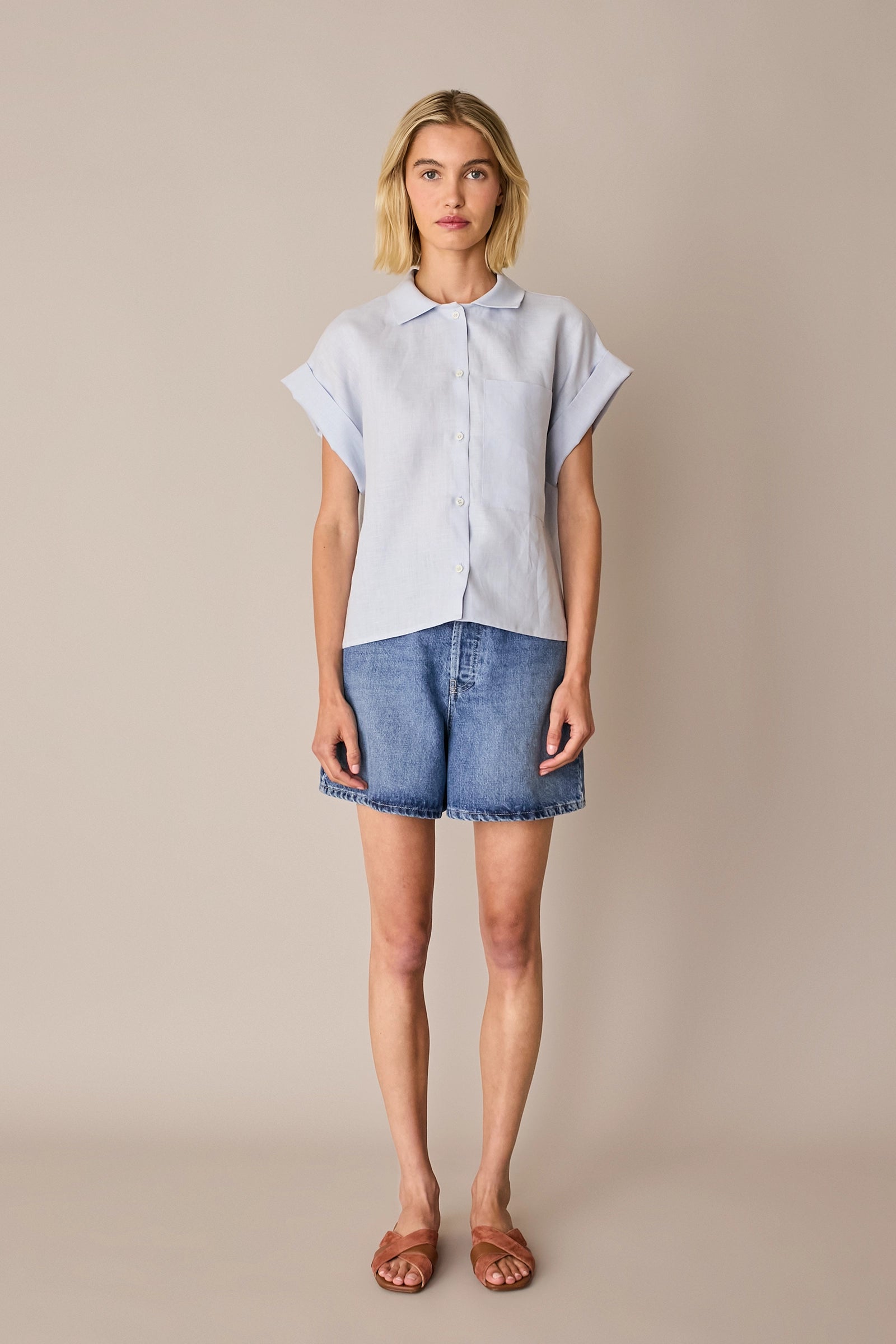 Camicia in lino con taschino