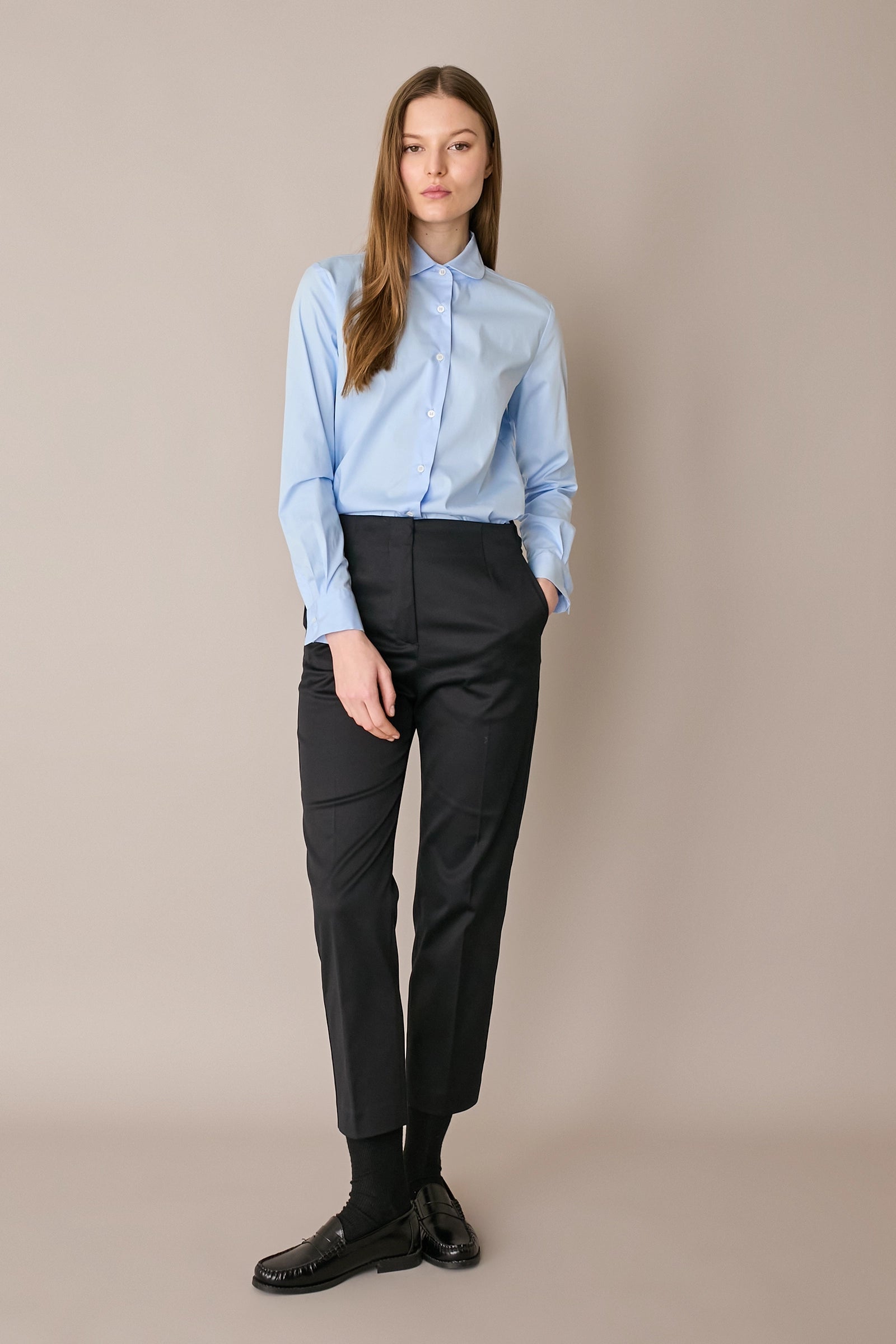 Camicia con colletto stondato