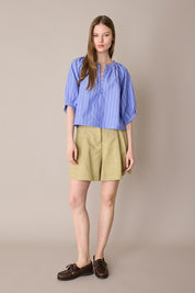 Top in cotone con bottoncini rivestiti