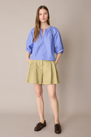 Top in cotone con bottoncini rivestiti