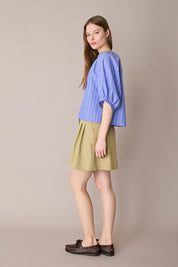Top in cotone con bottoncini rivestiti