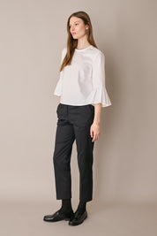 Top in cotone con maniche a campanella