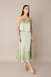 Top in blend di seta con spalline sottili