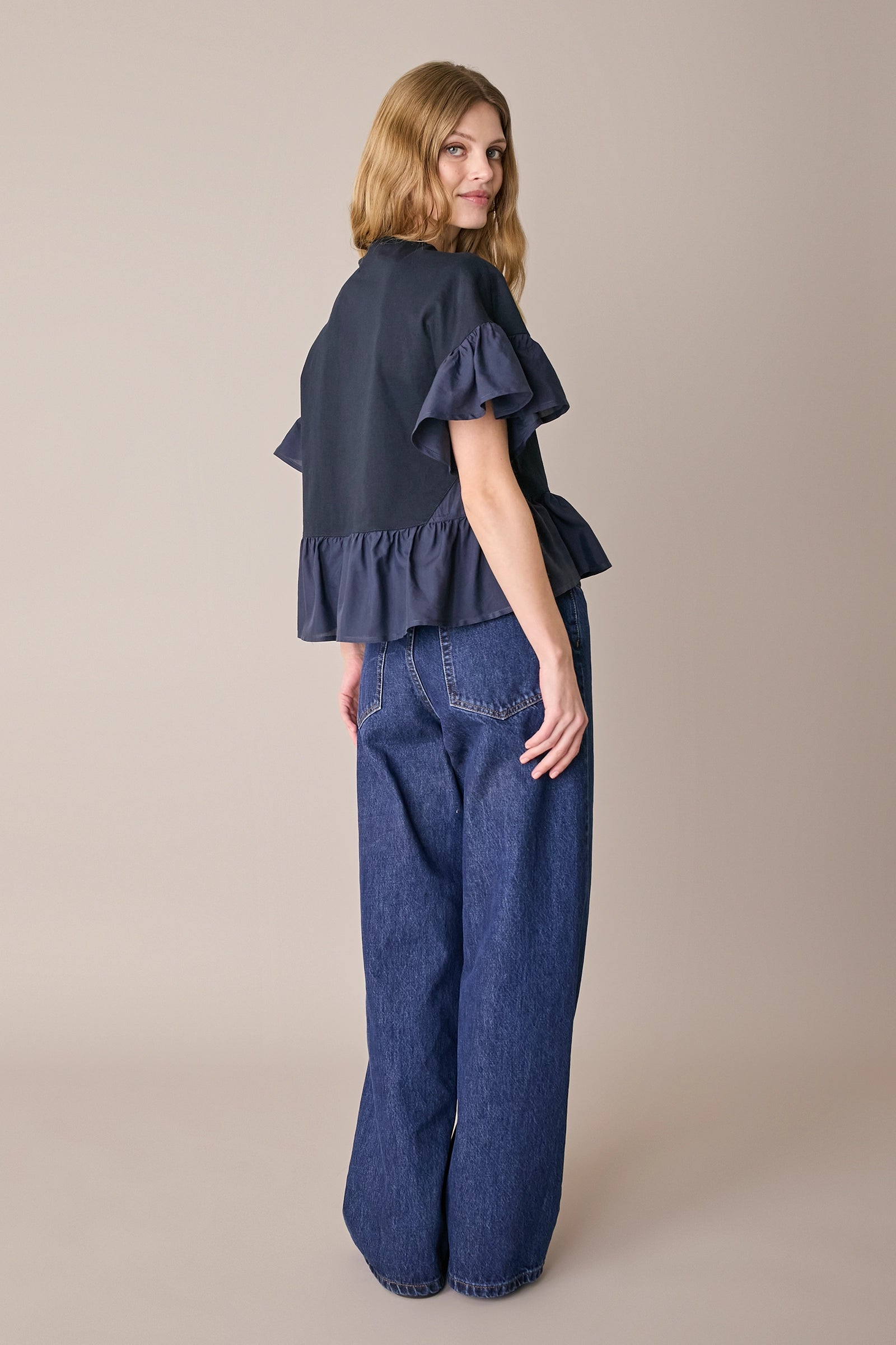 T-shirt with contrast ruffles