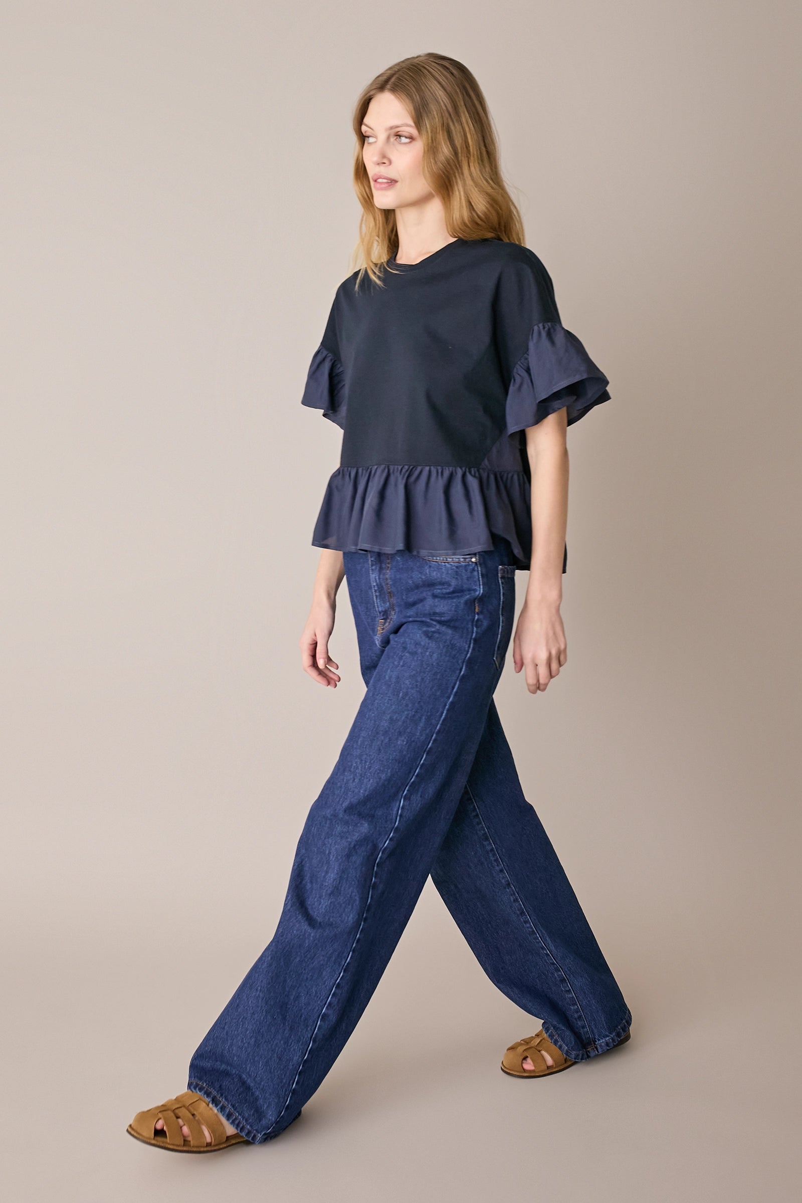 T-shirt with contrast ruffles