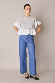 T-shirt with contrast ruffles