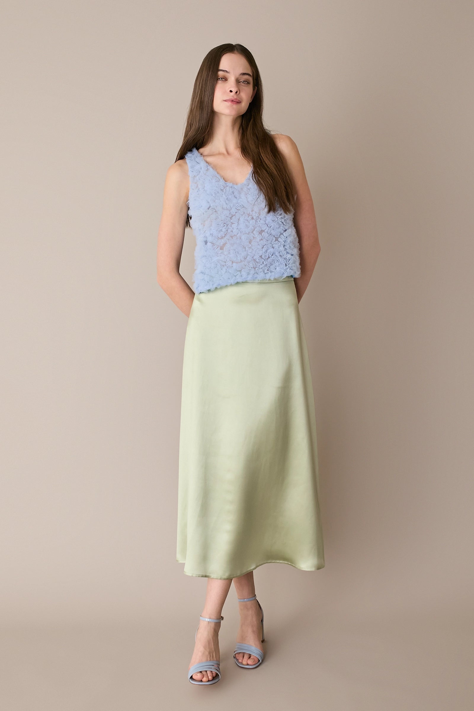 Top in tulle e seta