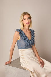 Silk ruffle top
