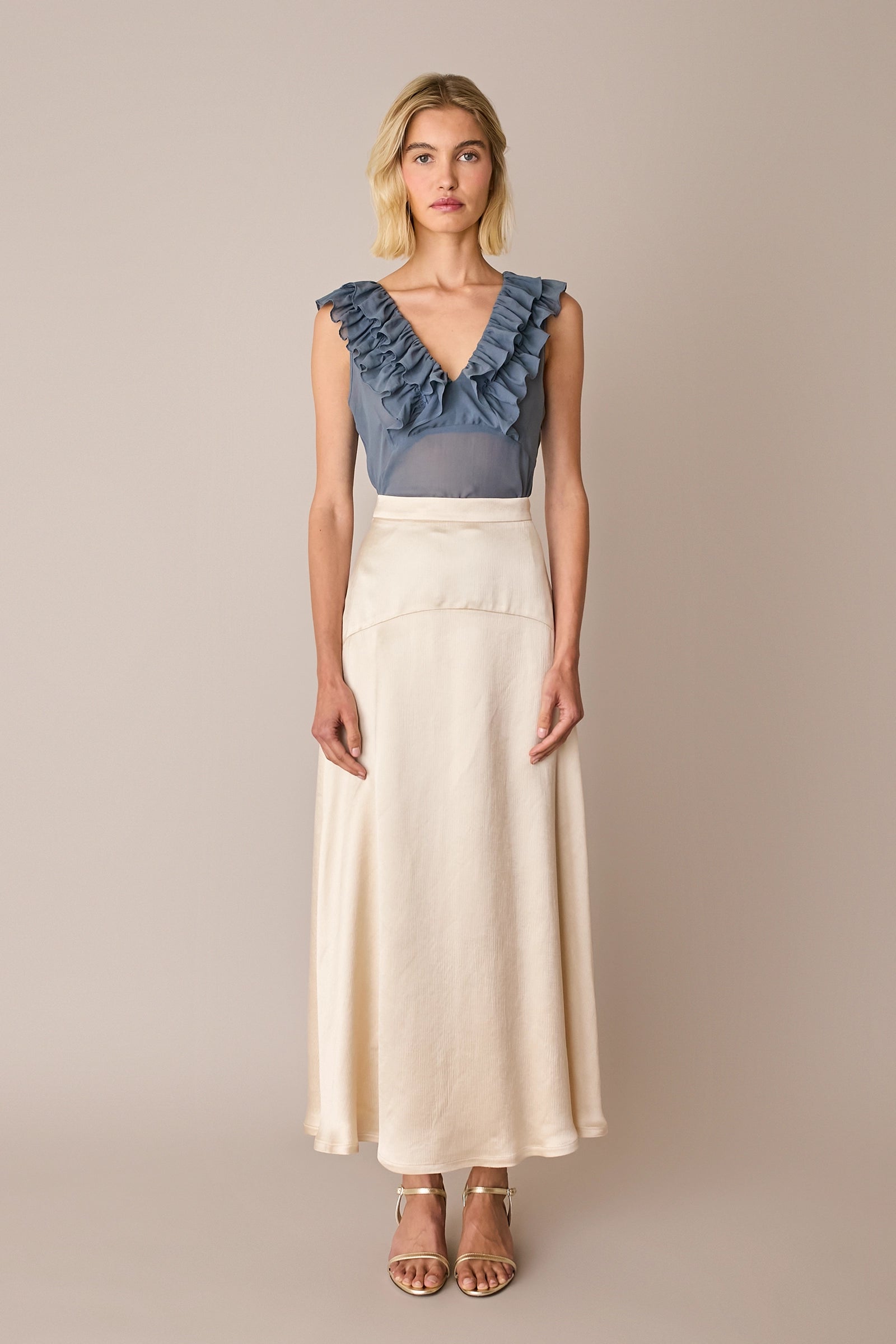 Silk ruffle top