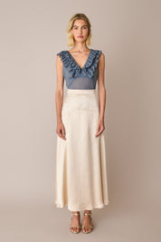 Silk ruffle top