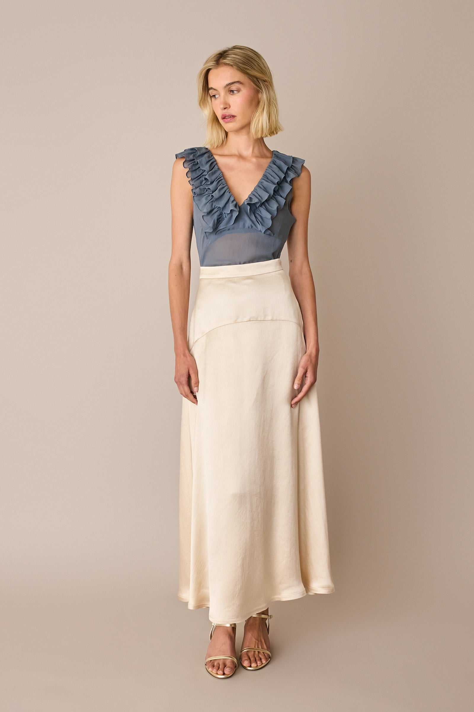 Silk ruffle top