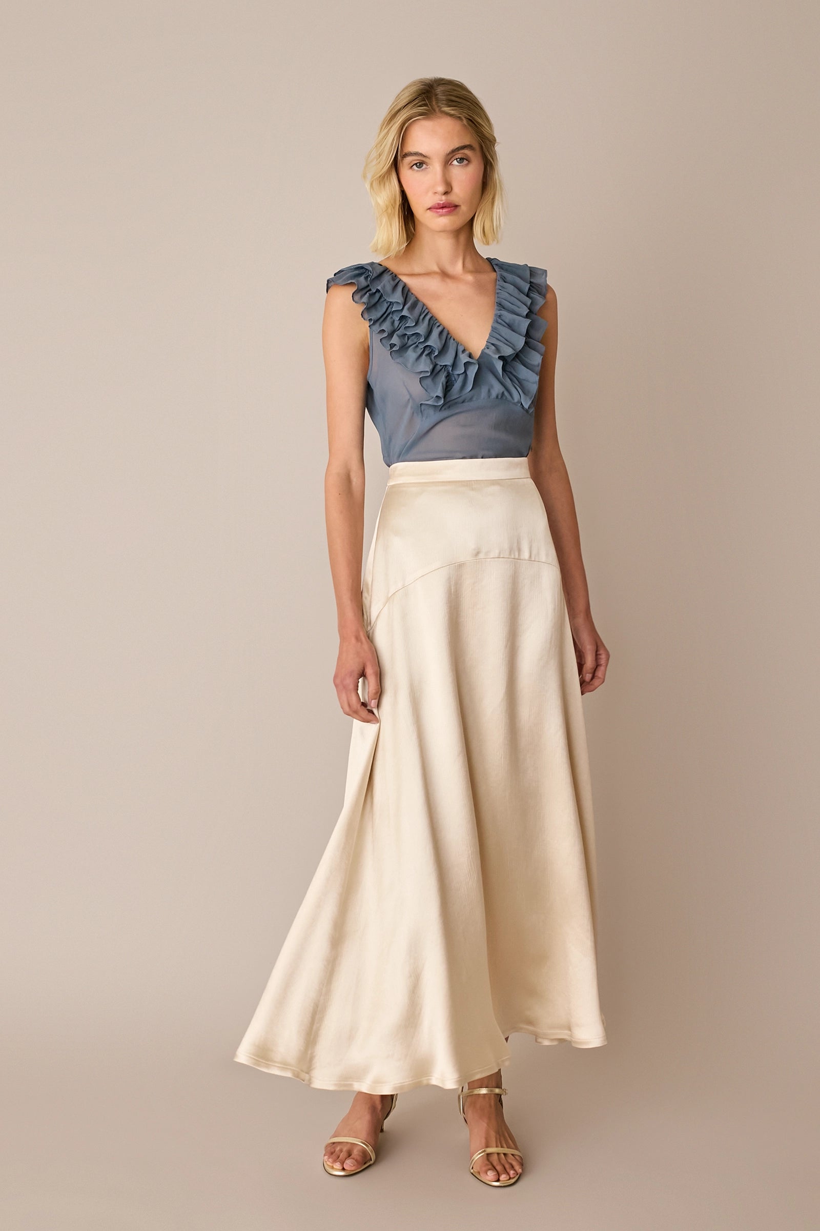 Silk ruffle top