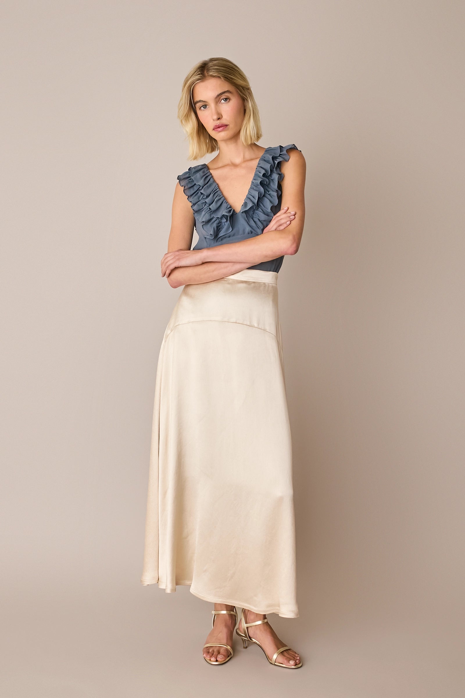 Silk ruffle top