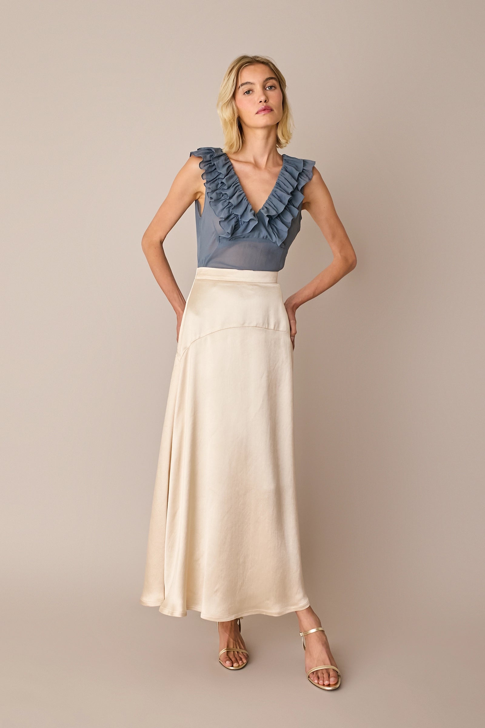 Silk ruffle top