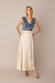 Silk ruffle top