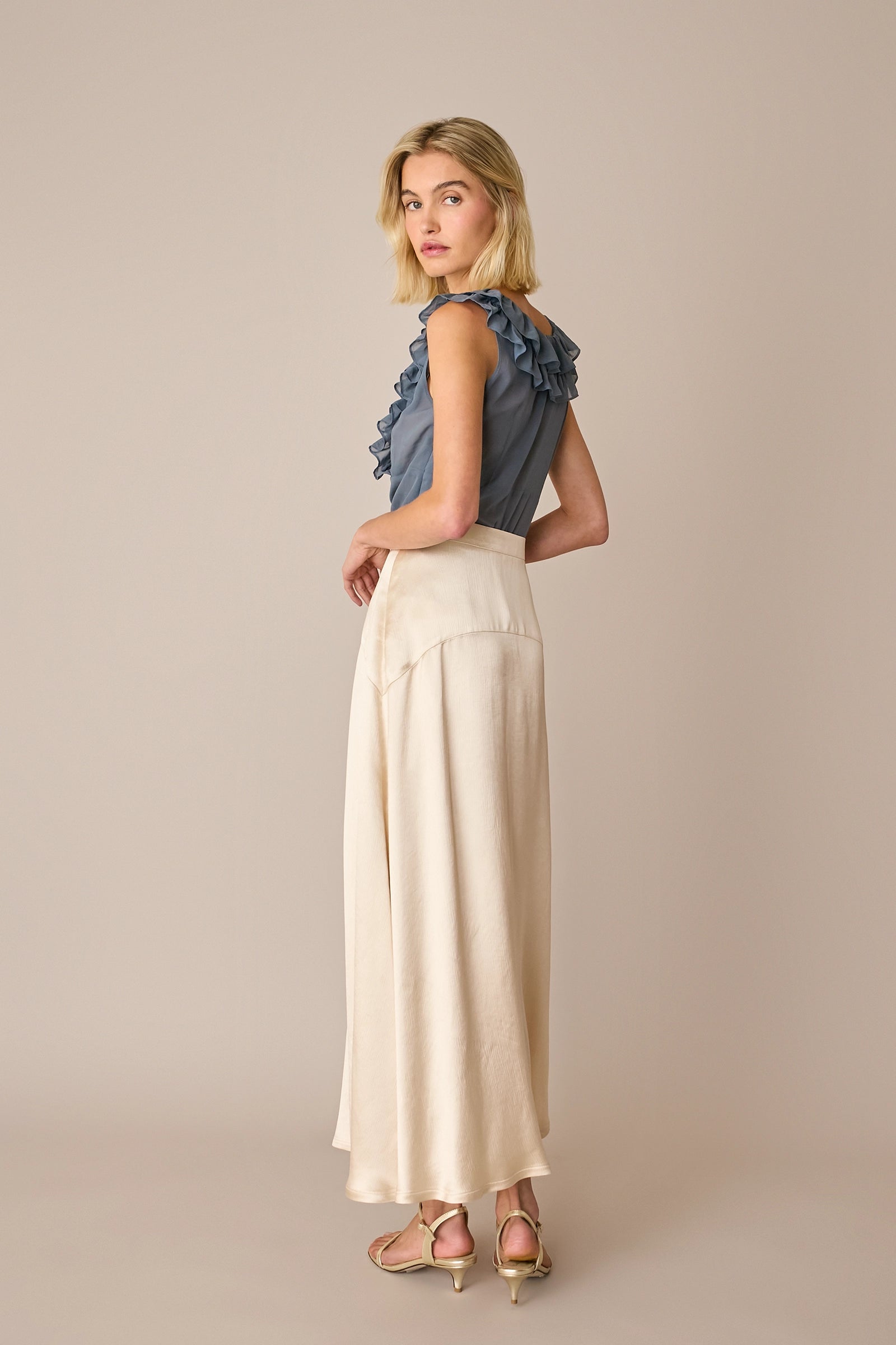 Silk ruffle top