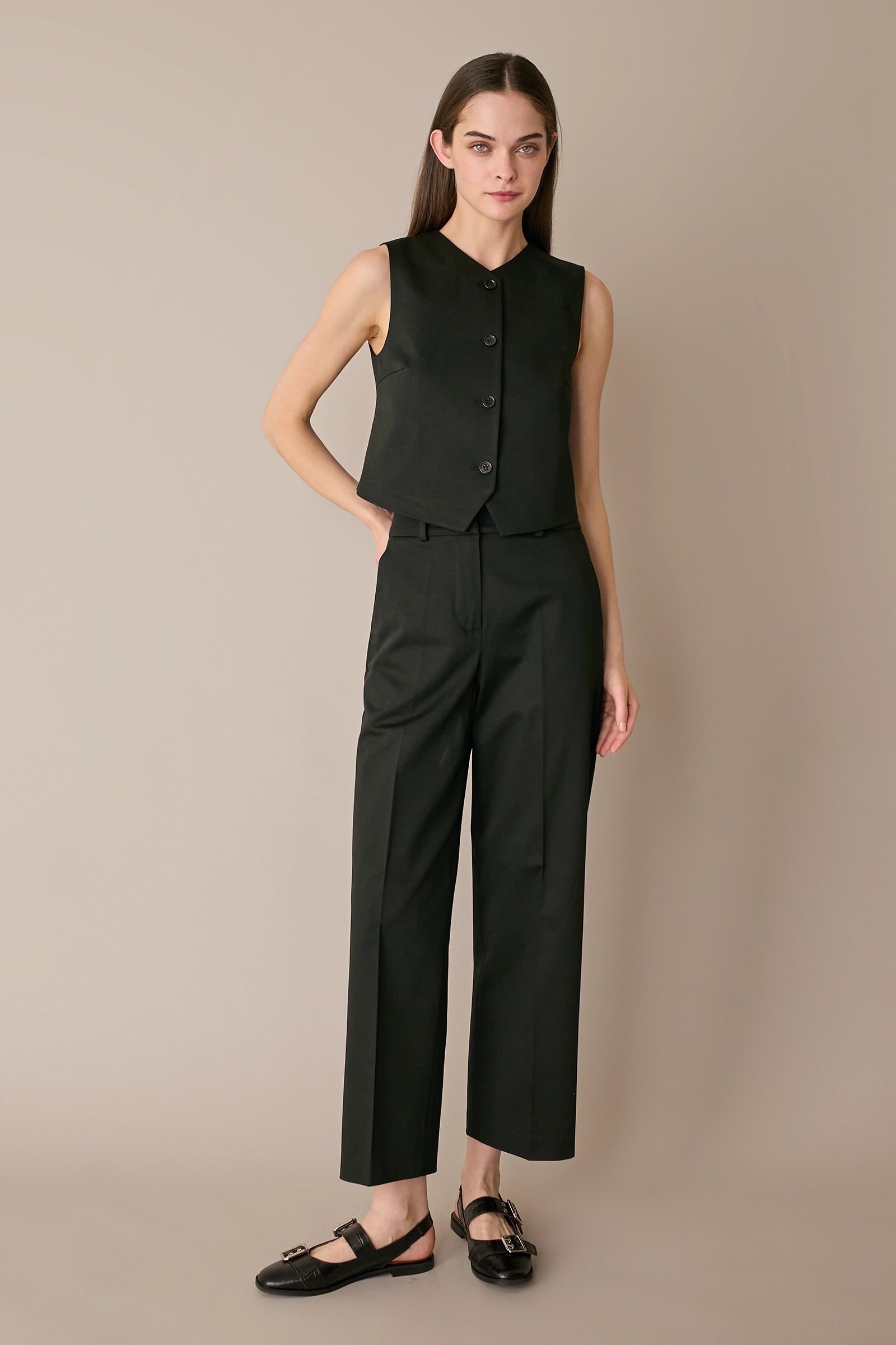 Cotton trousers with fabric belt