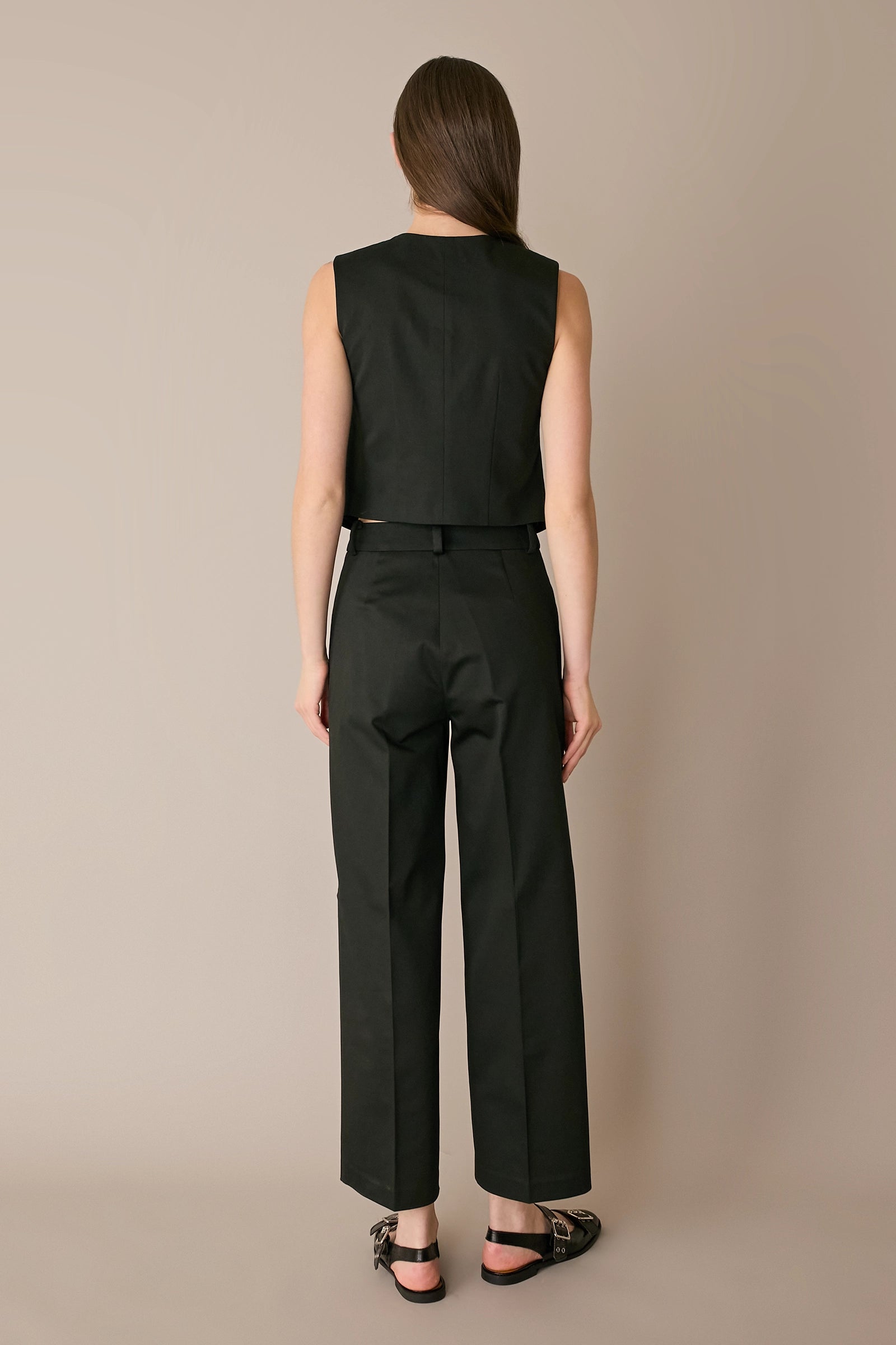 Cotton trousers with fabric belt