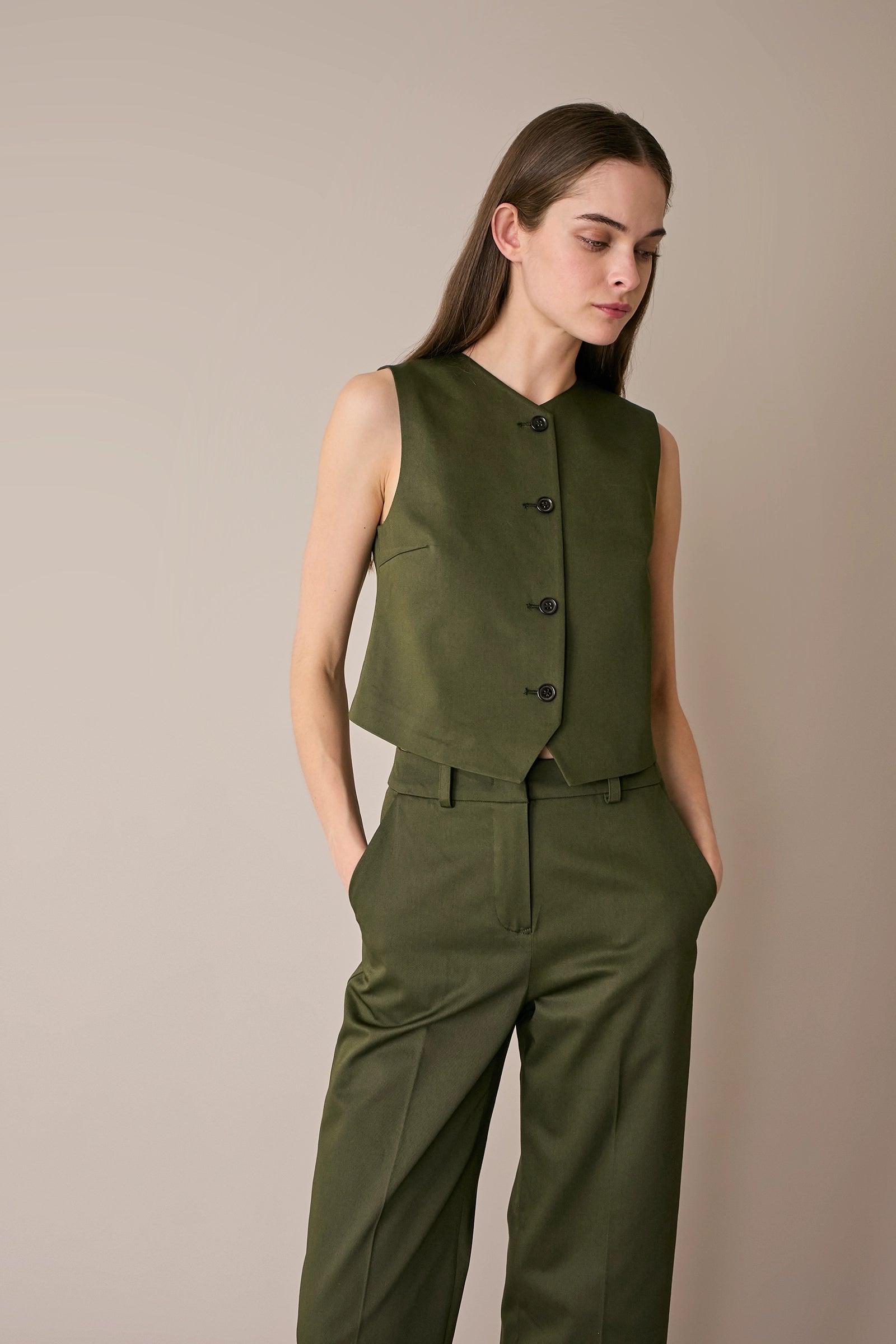 Stretch cotton vest 