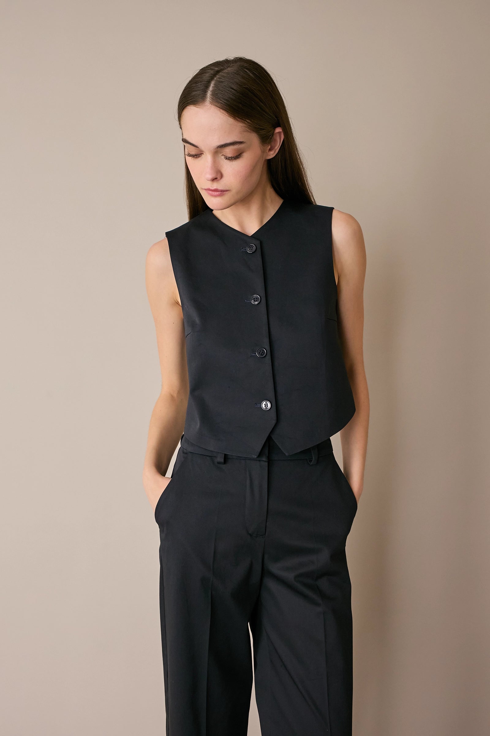 Stretch cotton vest 