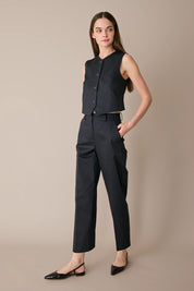 Cotton trousers with fabric belt
