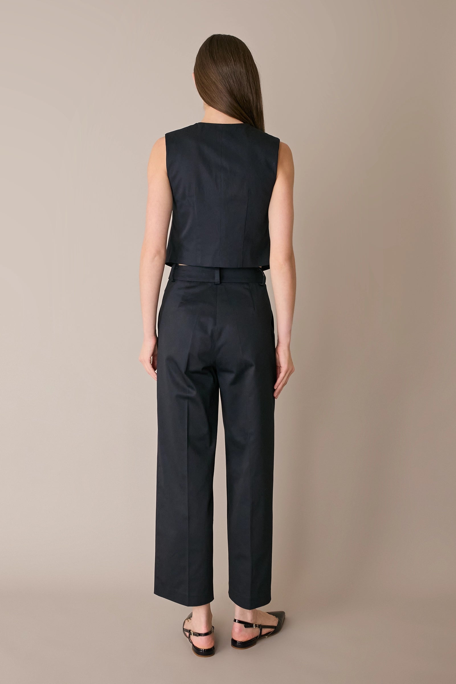 Cotton trousers with fabric belt