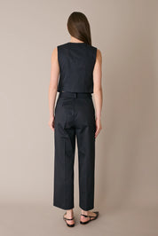 Cotton trousers with fabric belt