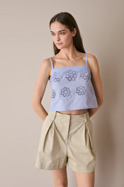 Cut-out embroidered top