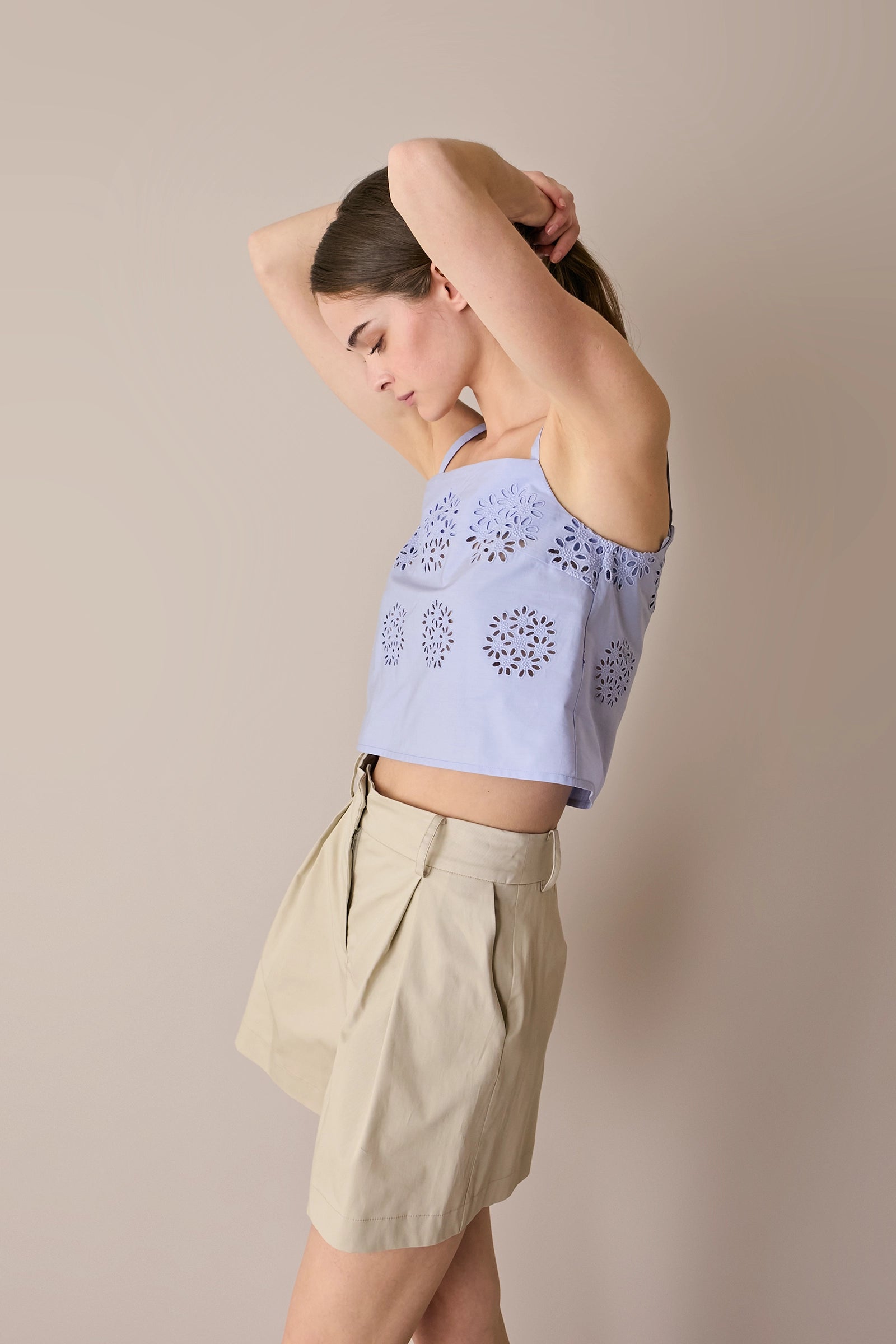 Cut-out embroidered top