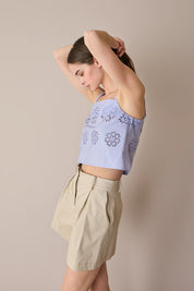 Cut-out embroidered top