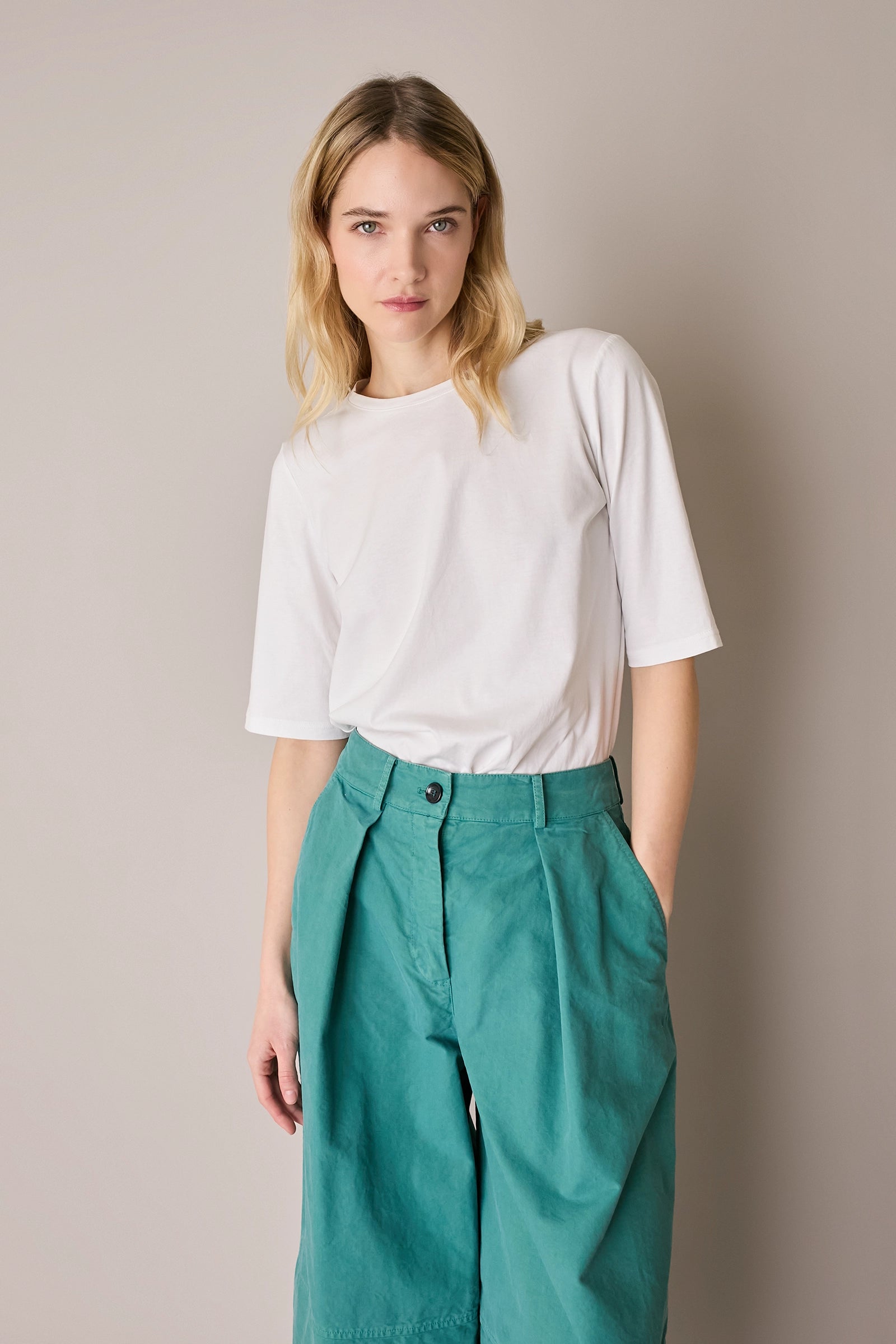 Cotton half-sleeve T-shirt