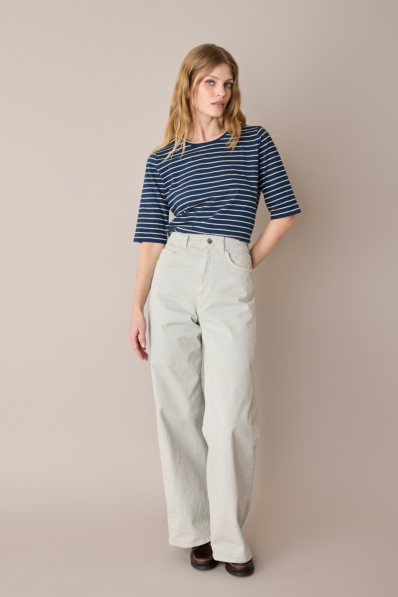 Pantaloni cinque tasche in drill di cotone